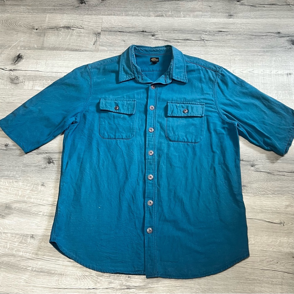 L.L. Bean Men's XL Tall Signature Archive 1933 Chamois Cloth Shirt Blue/Green 03